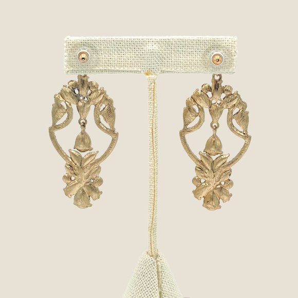 NEW Badgley Mischka Gold Crystal Drop Earrings Art Deco Bridal Chandeliers - Picture 4 of 5